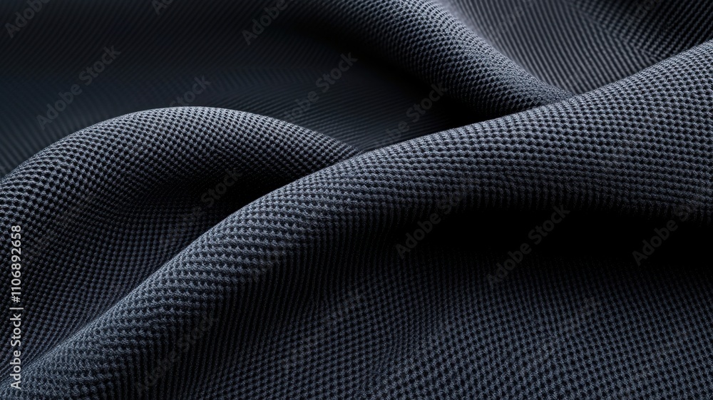 Poster Close-up of elegant black textured fabric with subtle patterns.