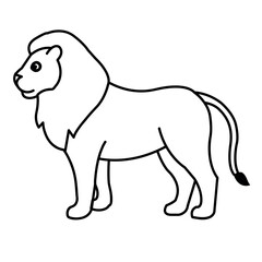 lion pencil drawing coloring book. Vector illustration