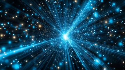 Naklejka premium Abstract Cosmic Tunnel with Stars and Light Beams