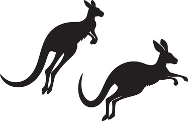 kangaroo jumping logo silhouette design vector art illustration