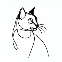 Obraz premium red and black cat silhouette thin lines