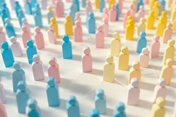 Obraz premium Colorful Wooden Figurines Representing Social Network Connections