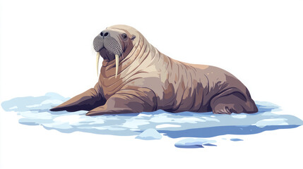 Fototapeta premium walrus on ice: a captivating glimpse into arctic wildlife