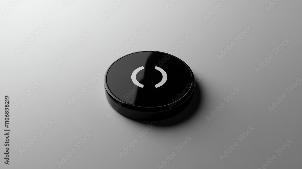 Poster A sleek black power button on a white surface, perfect for tech and computer-related designs in a minimalist, flat style