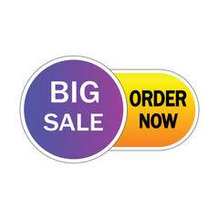 Big sale order now discount tag vector design. Business sale offer sticker label.