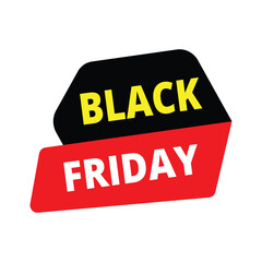 Black Friday Sticker Label vector with black and red colors. Black Friday design for sell advertising.