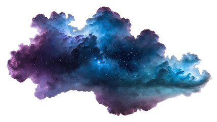 Starry purple and blue cloud isolated
