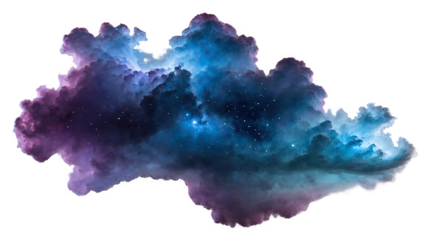 Starry purple and blue cloud isolated
