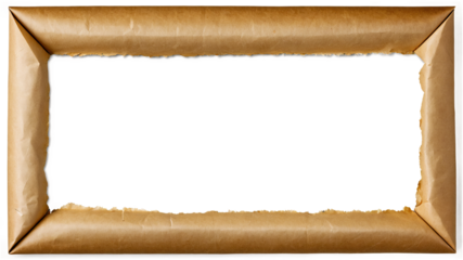 Aged parchment paper frame isolated white
