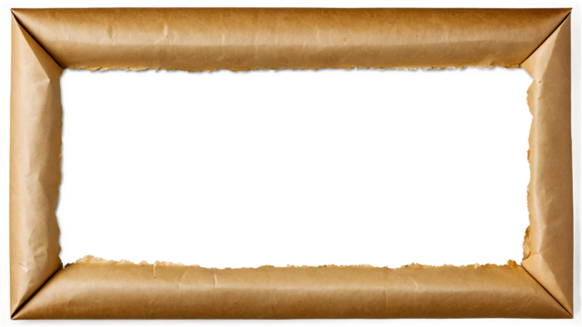 Aged parchment paper frame isolated white
