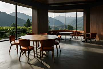 Fototapeta premium table and chairs in a restaurant
