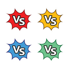 VS versus isolated comic vector designs. Versus or VS letters comic logos & symbols art for game, sports, competition.