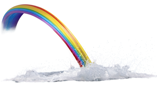 Rainbow arch splashing into water isolated
