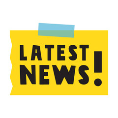 Latest news. Banner. Yellow paper note. Vector design. Illustration on white background.