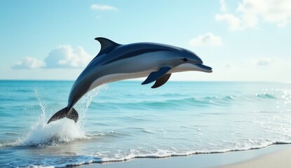 Dolphin Leaping Gracefully Over Ocean Waves