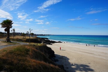 wonderful seascape with seaside walkway and clear blue sea