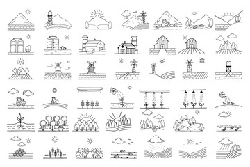 Mountain farm landscape doodle