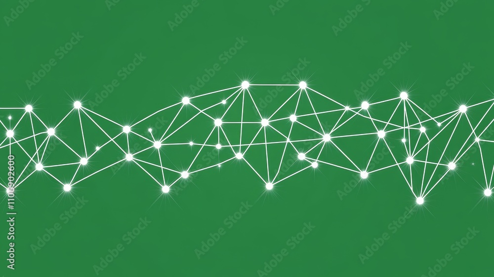 Poster abstract network of connected points and lines on a green background