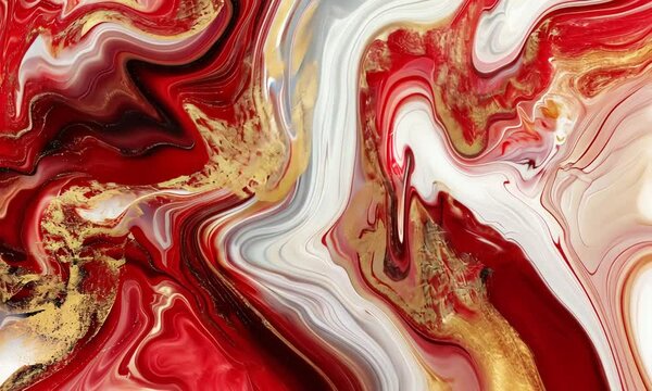 Abstract Red Gold Marble Texture Background: Swirling Elegant Design