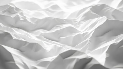 Obraz premium High-quality close-up of a crumpled white paper sheet with soft shadows, perfect for creative design or minimalist concepts
