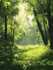 Fototapeta premium Nature outdoor forest background illustration
