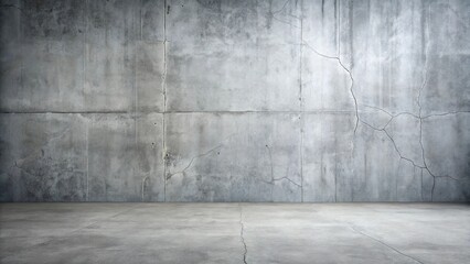 Cracked Concrete Wall and Floor in a Room Setting Suitable for Industrial or Urban Design Projects