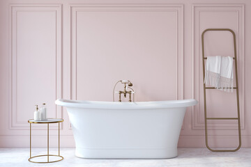 Romance bathroom. 3d render.