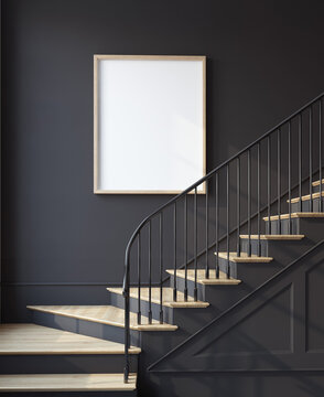 Stairway. Poster mockup. 3d render.
