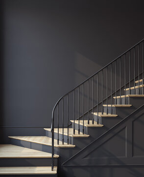 Stairway. Interior mockup. 3d render.