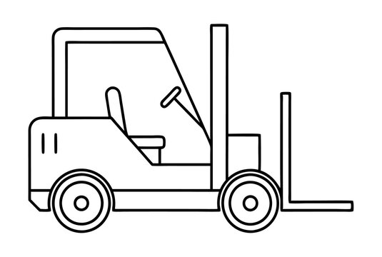 black and white forklift outline clip art preview