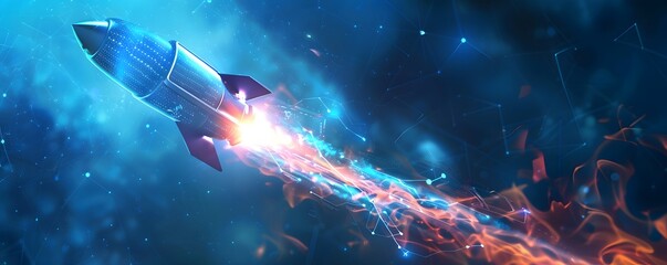Futuristic Rocket Launching Through Digital Space Network