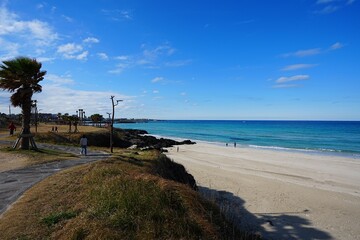 wonderful seascape with seaside walkway and clear blue sea