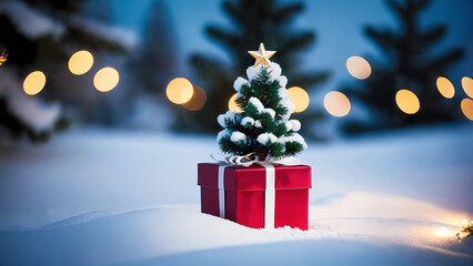 christmas tree in snow