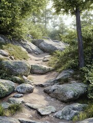 Rocks and boulders on a hiking trail