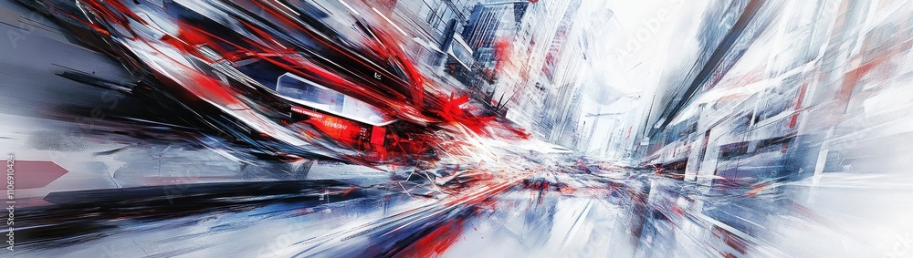 Poster abstract dynamic composition with vibrant colors and motion effects.