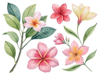 Watercolor Flower and leaf collection