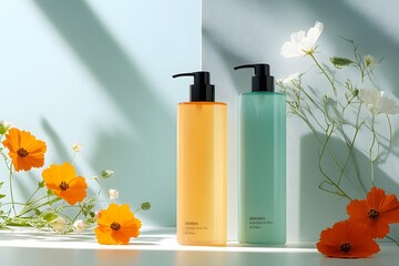 Hibiscus Beauty Products, Shampoo, Cosmetics, Oil, Mock-up Products, Generative AI