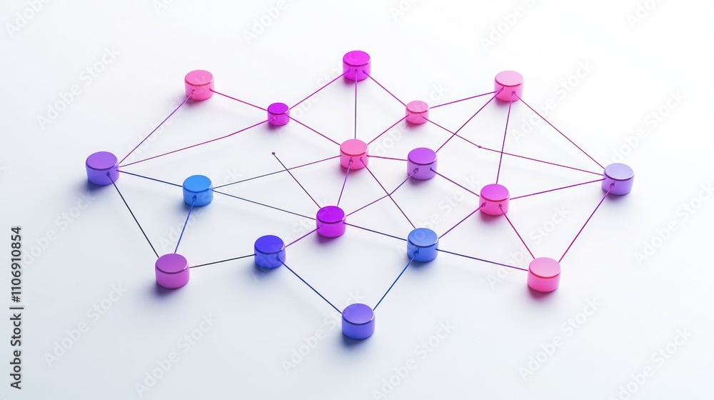 Aufkleber A colorful network of nodes and connections, representing data or social relationships.