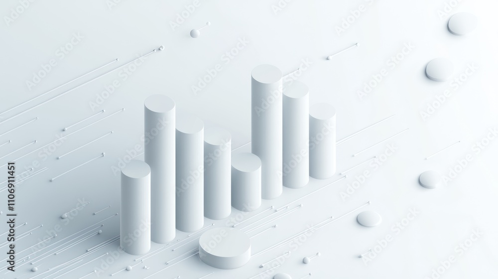 Aufkleber Abstract 3D bar graph on a minimalist background, representing data visualization.