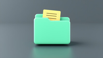 Folder with file document element icon or symbol background 3D illustration. Generative AI