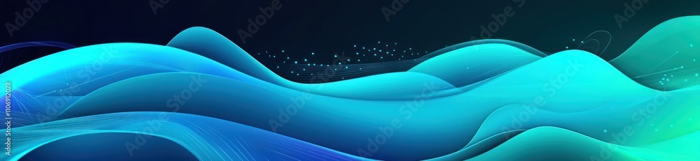Aufkleber Abstract waves in blue and green hues, creating a dynamic and fluid visual effect.