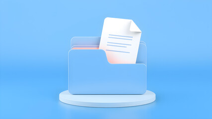 Folder with file document element icon or symbol background 3D illustration. Generative AI