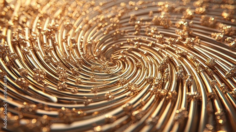 Poster a mesmerizing swirl of golden lines creating a dynamic, three-dimensional pattern that evokes elegan