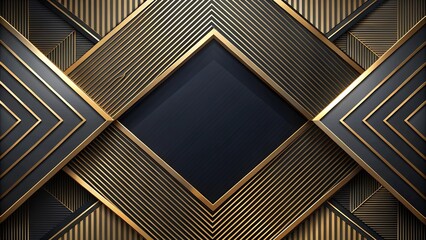 Obraz premium Abstract Black and Gold Geometric Design with Central Panel