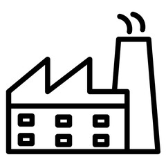 Building Factory Industrial Line Icon