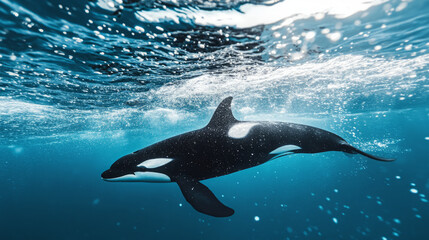 Obraz premium orca grace: a glimpse into the underwater world of the killer whale