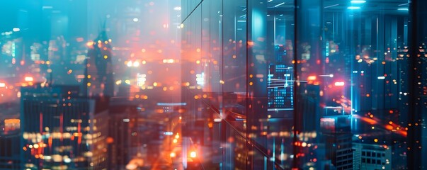 Obraz premium Cityscape Reflected In Modern Building Glass