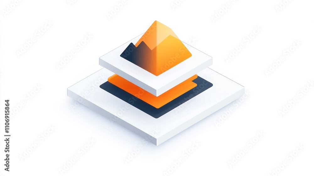 Poster a stylized graphic representation of layered mountains and frames.