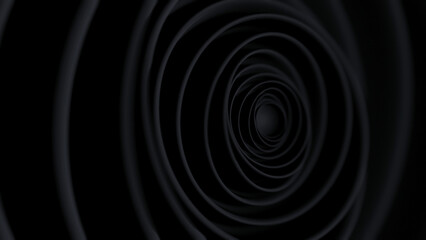 Visual representation of a swirling tunnel effect created through digital design techniques in a dark environment