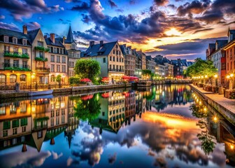 Fototapeta premium Enigmatic Night Beauty: Captivating Scenes of Alluring Landscapes and Intimate Urban Nights Under the Stars